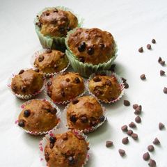 A picture of Banana Chocolate Chip Muffins (eggless and butter less).
