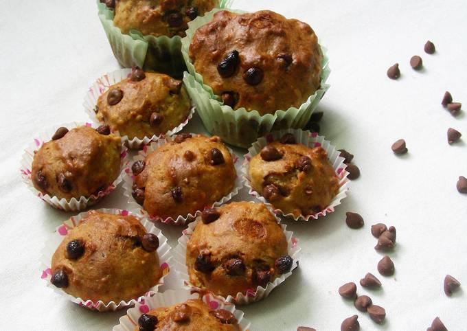 Banana Chocolate Chip Muffins (eggless and butter less)