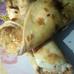 A picture of Egg paratha wrap.