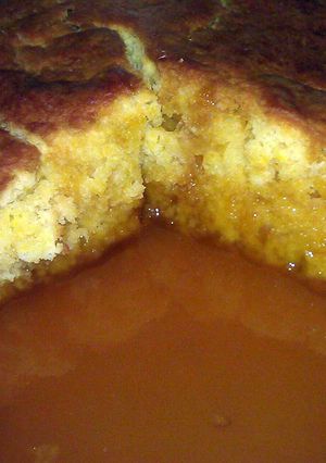 A picture of Golden syrup pudding.
