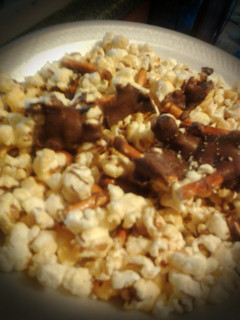 A picture of Chocolate covered pretzel popcorn!!.