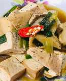 Chả sữa kho nấm đùi gà