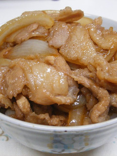 A picture of Authentic Pork Rice Bowl with Sweet and Savory Sauce.
