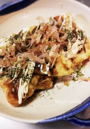 A picture of Fluffy and Soft Takoyaki in a Tamagoyaki Pan.