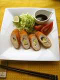 Deep-fried and Breaded Chicken Rolls with Cheese