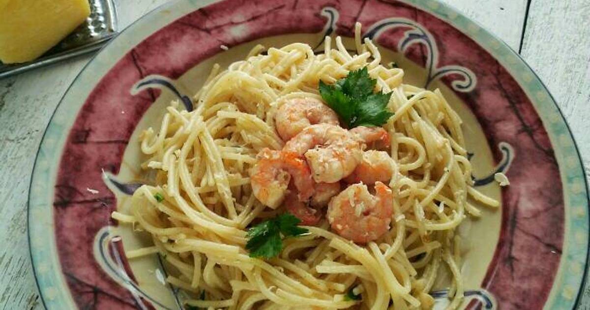 Resep Garlic Butter Shrimp Spaghetti oleh Fanie Nie's Kitchen Cookpad