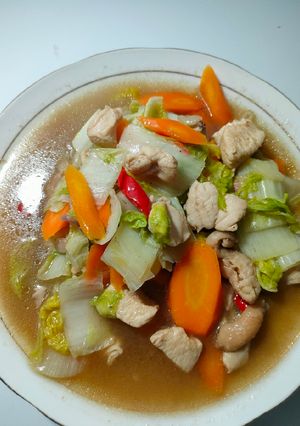 Foto resep Ayam Cah Sawi Putih
