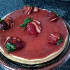 A picture of Strawberry Quark cheesecake.