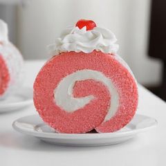 A picture of Pink Red velvet Rouland Cake.