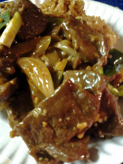 A picture of Mongolian beef.