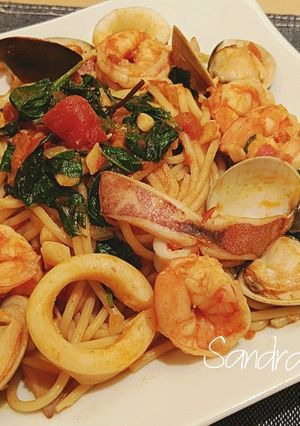 塔香海鮮義大利麵 的食譜成品照片