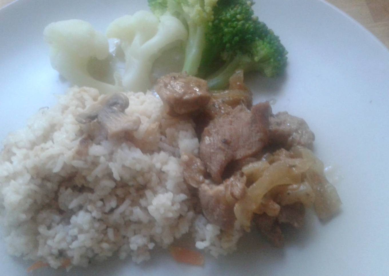 Japanese cook rice with ginger pork stir fry