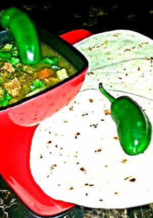 A picture of Mike's Green Chile Stew.