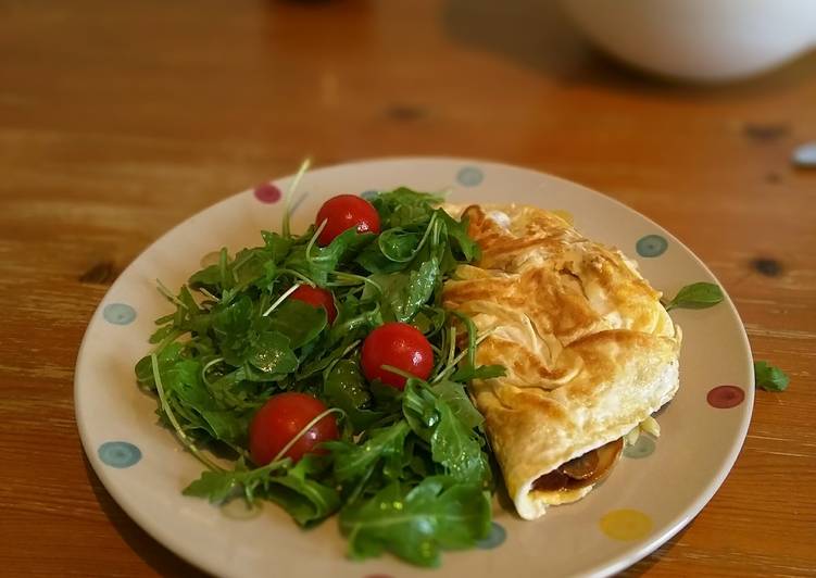 Coconut oil cheese and ham omelette