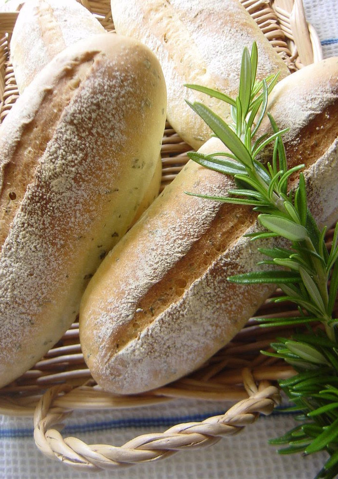 A picture of Mini Baguettes with Parsley and Lemon Using a Bread Maker.