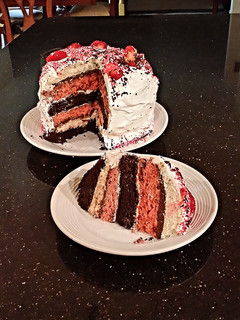 A picture of Neapolitan Layer Cake.