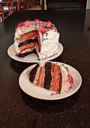 A picture of Neapolitan Layer Cake.