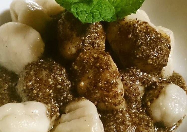 Taro Root "Hittsumi" Gnocchi with Sesame Sauce