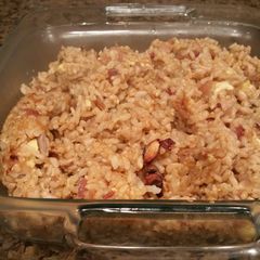 A picture of Leftover Thanksgiving Turkey and Mushroom Fried Rice.