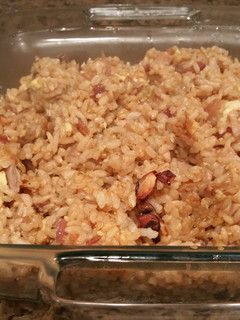 A picture of Leftover Thanksgiving Turkey and Mushroom Fried Rice.