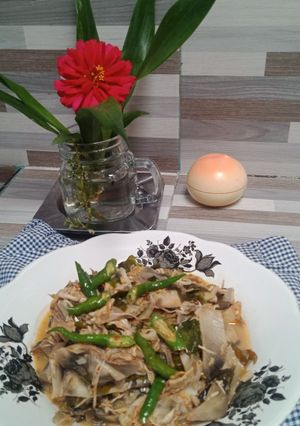 Foto resep Tumis kembal pisang, daun melinjo,cabe hijau