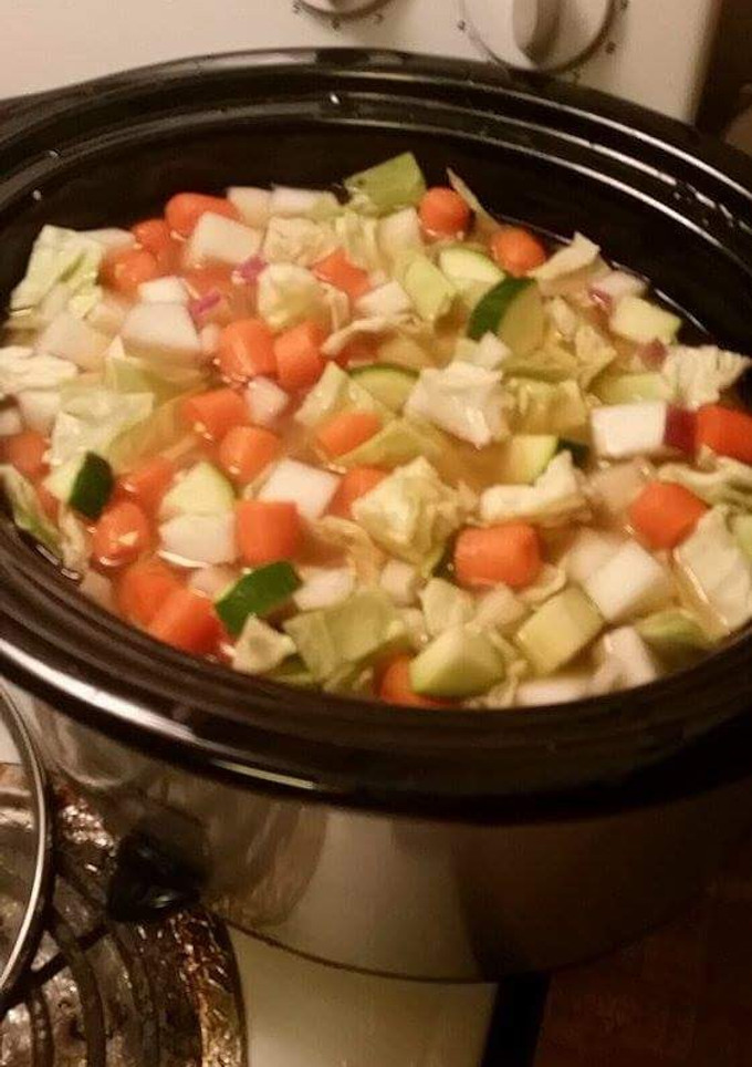 A picture of Cabbage Stew with a bite!.