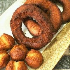 A picture of Old-Fashioned Donuts Made With Pancake Mix.