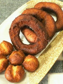 A picture of Old-Fashioned Donuts Made With Pancake Mix.