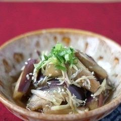 Eggplant with Myoga Ginger, Sesame, and Vinegar Dressing A picture of Eggplant with Myoga Ginger, Sesame, and Vinegar Dressing.