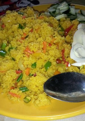 A picture of Cous cous jollof.