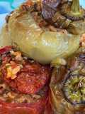 Gemista - Paprika und Tomaten gefüllt mit Reis