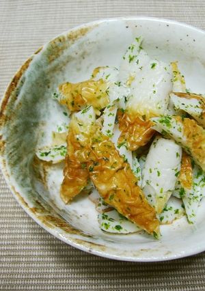 A picture of Chikuwa Tossed in Sesame Oil and Nori.