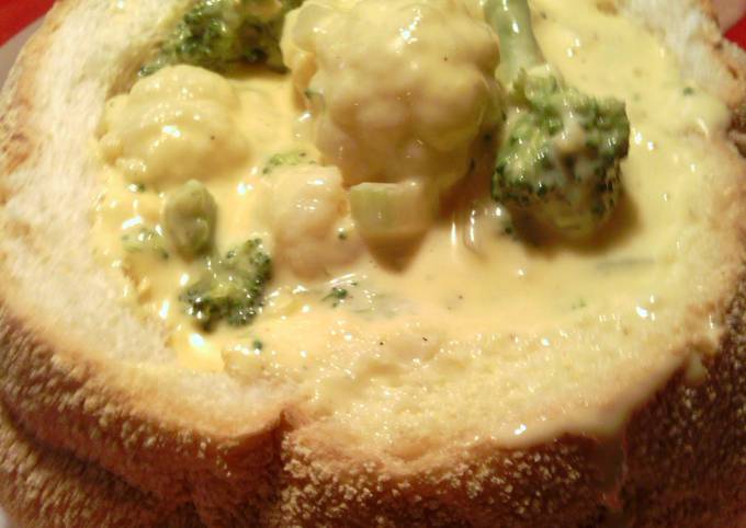 Steps to Make Quick sunshine &#39;s cheesy cauliflower soup bowl