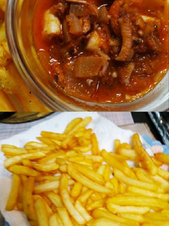 Una foto de Pica pica de pulpo con patatas fritas