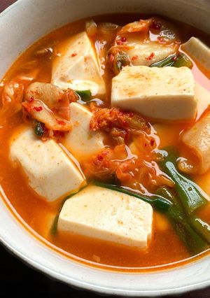 A picture of Hot Tofu & Kimchi Soup.
