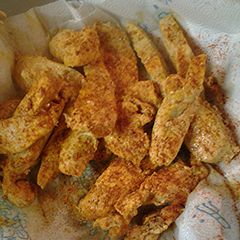 A picture of Naked chicken strips.