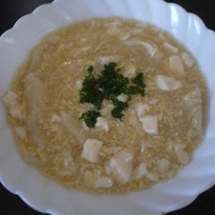 A picture of Creamy Egg Soup with Crumbled Tofu.