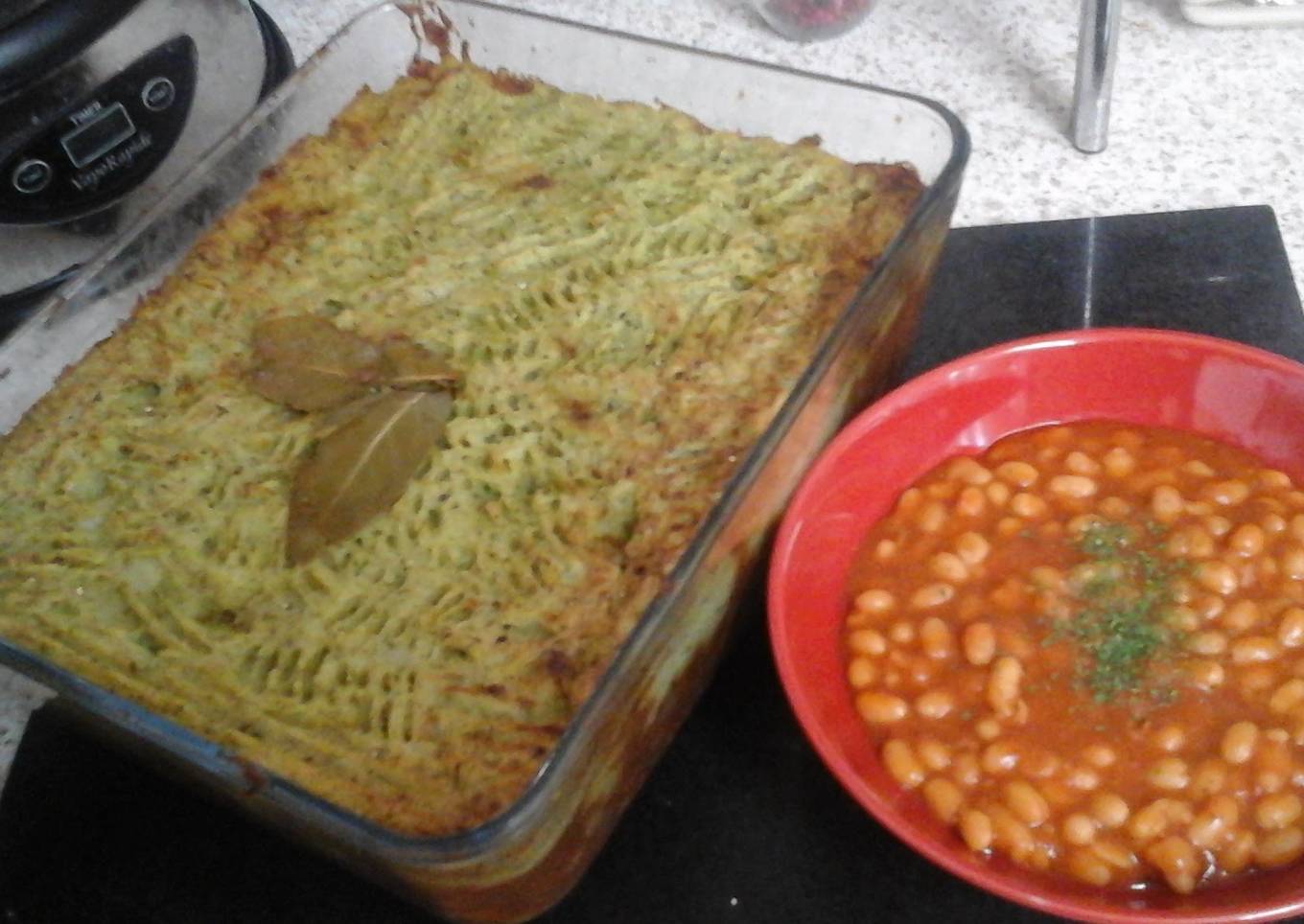 My Peppery Veg Shepherds Pie, with Mash Potato and Broccoli Top 😀