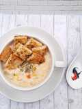 Chicken Cream Soup With Garlic Bread