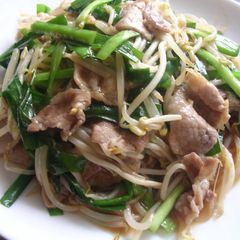 A picture of Pork, Bean Sprout and Chinese Chive Stir-Fry.