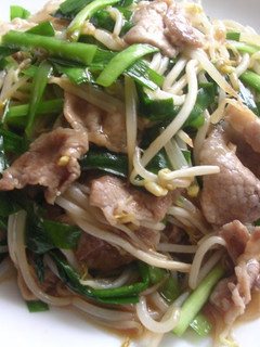 A picture of Pork, Bean Sprout and Chinese Chive Stir-Fry.