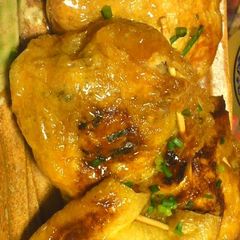 A picture of Sizzle! Hamburger Meat Filled Aburaage (Thin Fried Tofu) Teriyaki.