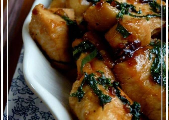Buttery Chicken Teriyaki with Garlic and Shiso Leaves