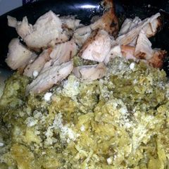 A picture of Spaghetti Squash "Pasta" w/ Pesto.