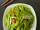 Chinese stir fry - Snow Peas with dried shrimps and garlic