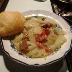 A picture of Cabbage Soup with Ham.