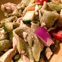 A picture of Chicken Caesar Tortellini Salad.