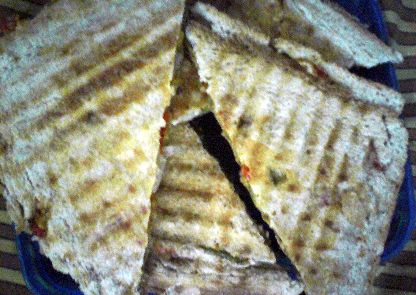 Healthy oatmeal sandwich with grilled vegetables