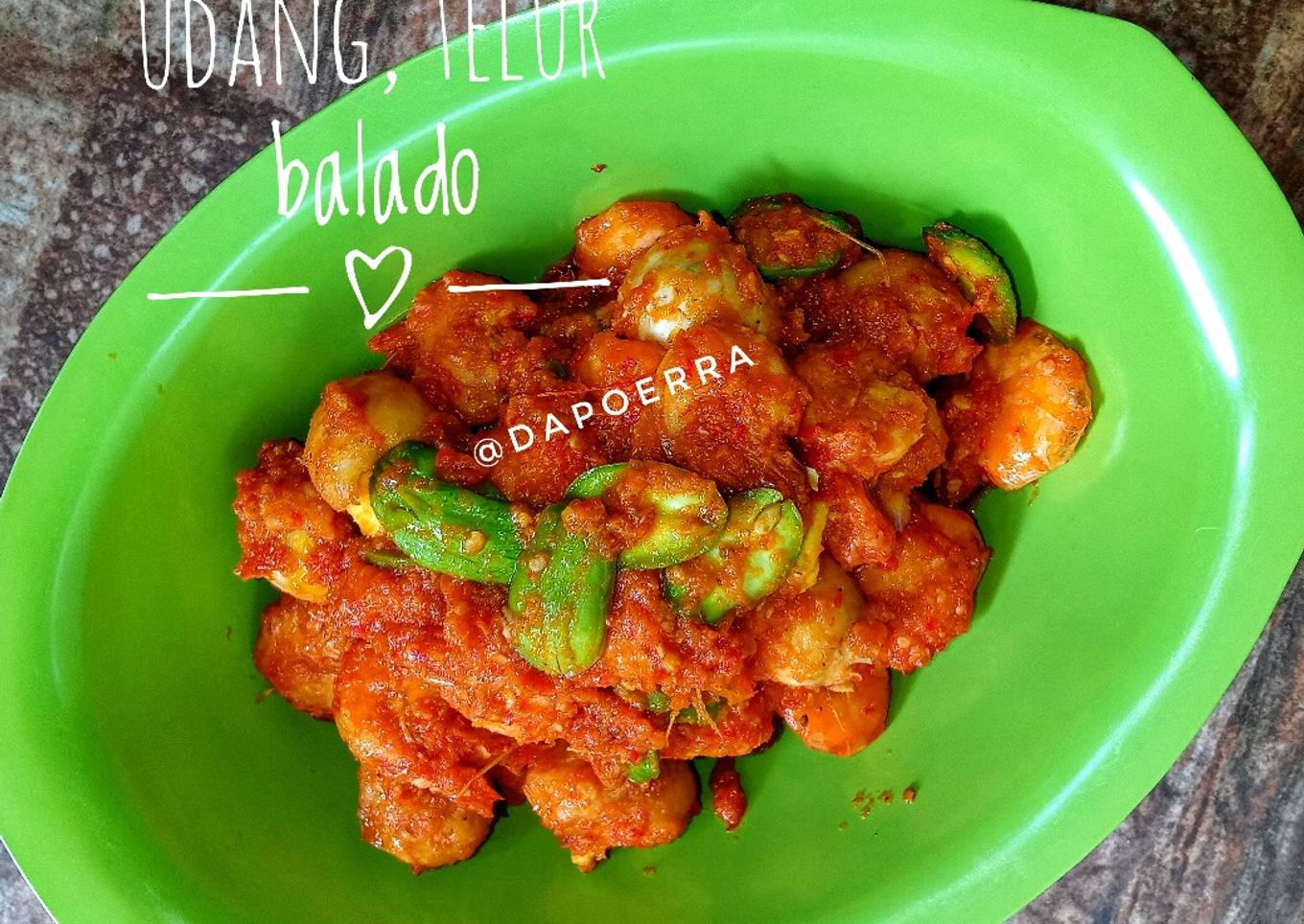 Balado udang, telur