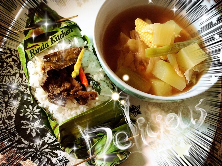 Langkah Mudah untuk Membuat Resep Nasi Bakar Ikan Tongkol (Wangi Gurih dan Pedas) dan Sayur Asem Apa Adanya 😁 yang  Bikin Ketagihan Anti Ribet, Lezat Sekali